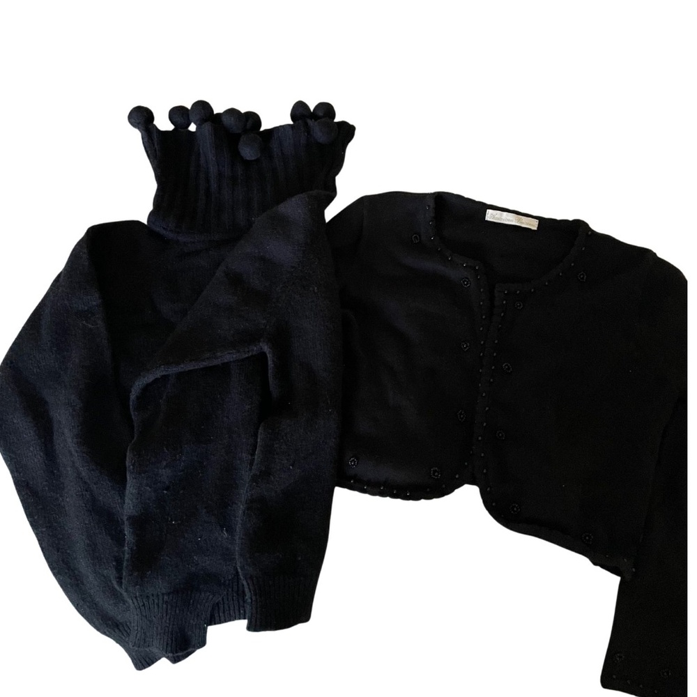 Two Black Sweaters toddler size 7 bolero style and pullover one is Gymboree